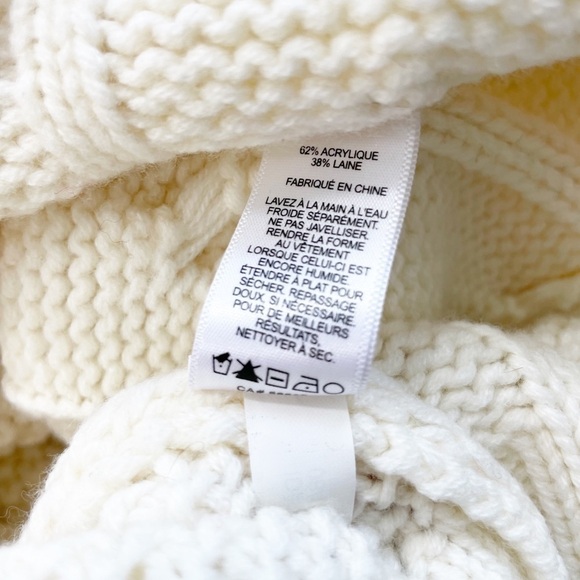 Express Cream Wool Blend Cable Knit Short Sleeves Sweater Size Xsmall - Picture 15 of 16